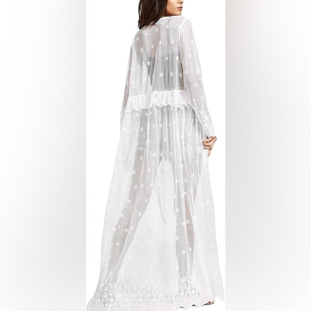 White Sheer Lace Cover-Up